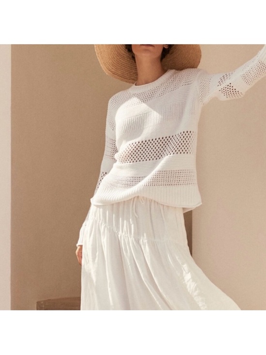 Haven Well Within Sweaters - Haven Well Within Organic Cotton Open Stitch Crewneck Sweater white S